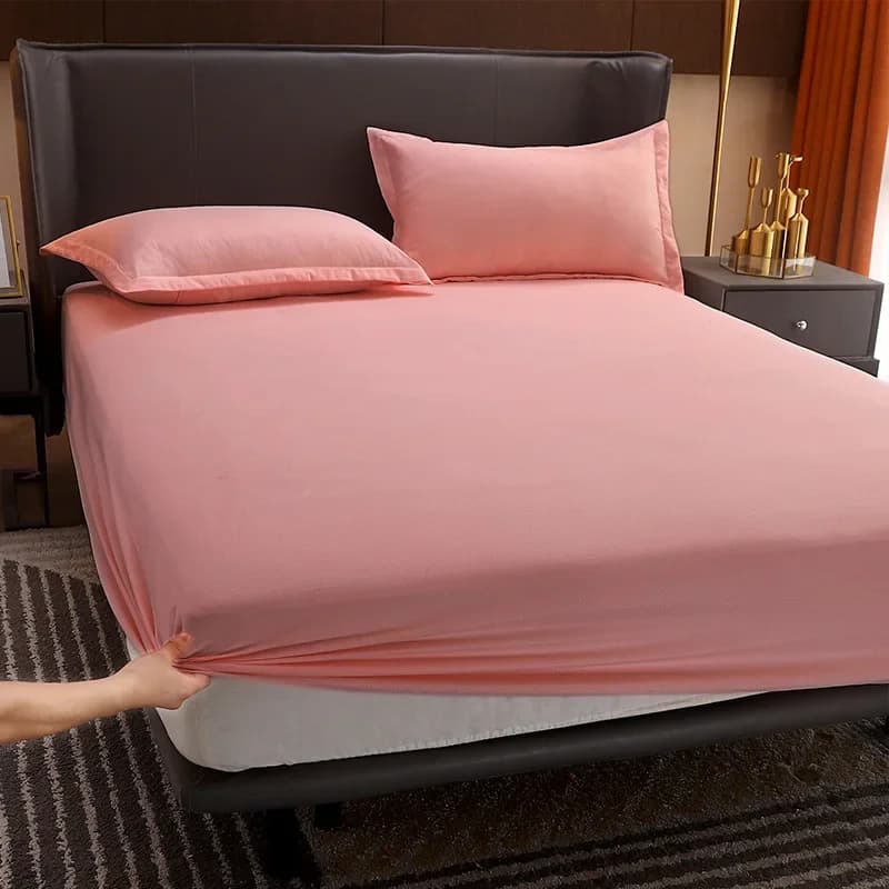 Cotton Bed Linen Single/Queen/King Fitted Bed Sheet Pure Color Fitted Sheet with Elastic Band Sabanas Cama Matrimonial Sheet