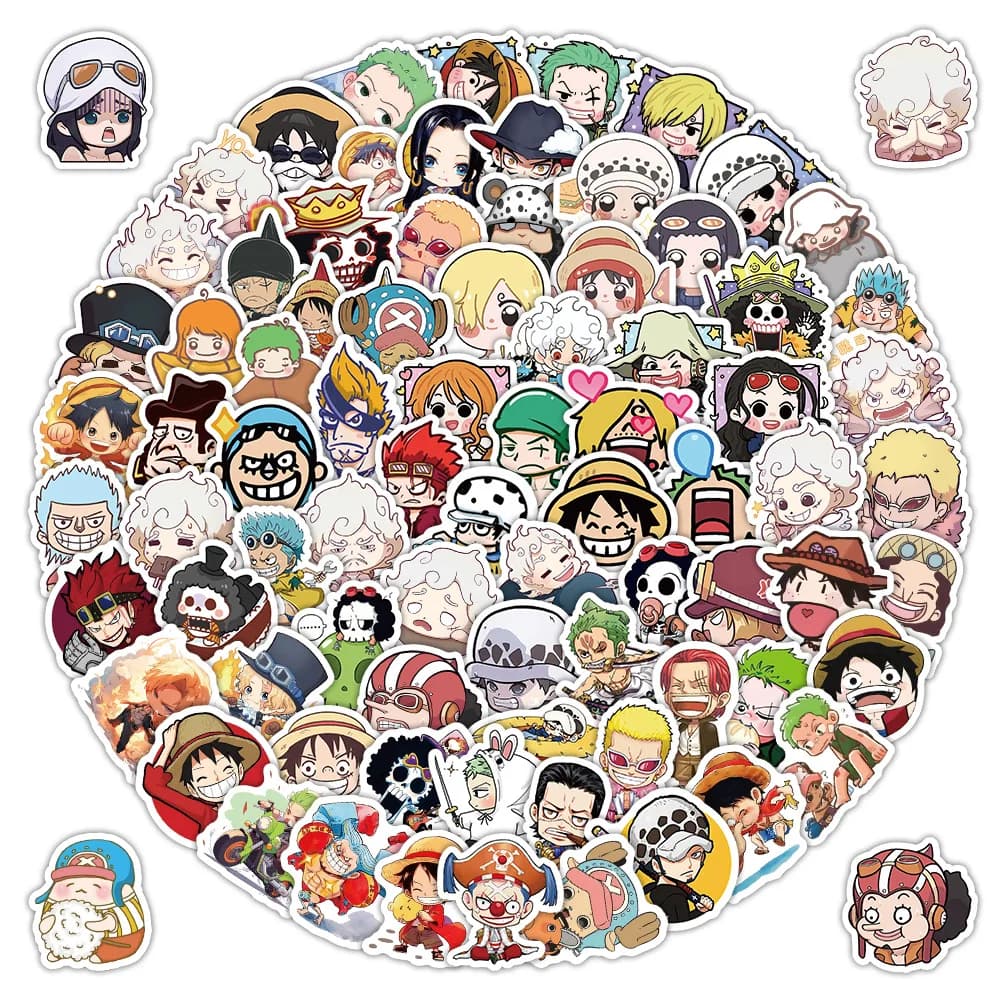 103 Pezzi Adesivi Chibi One Piece Graffiti Impermeabili per Laptop, Telefono, Thermos, Skateboard, Adesivi Fai-da-Te, Regalo per Bambini