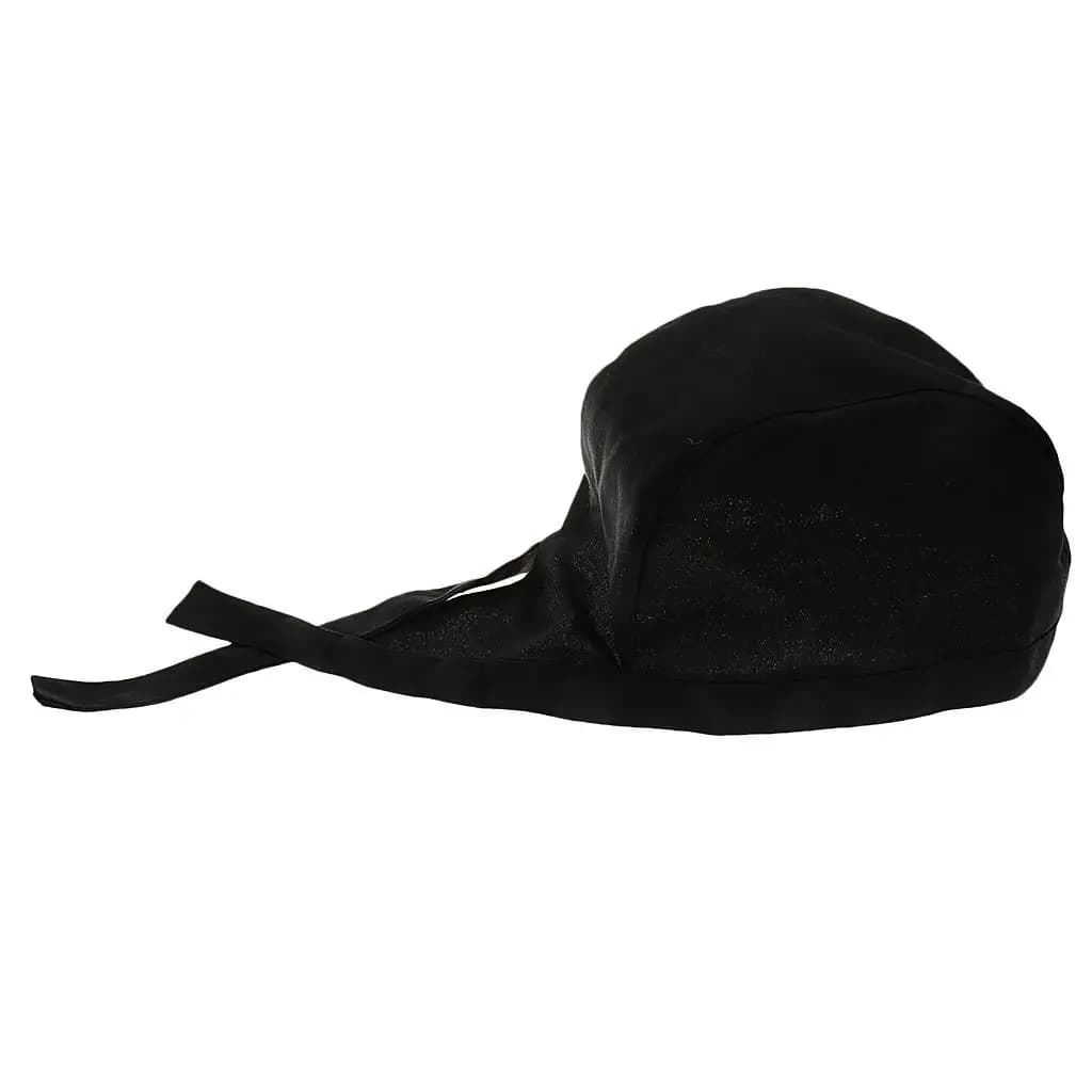 Chef Headwrap Hat Adjustable Cotton Blend Kitchen Cap Black Chef Headdress Skull Hat for Food Service or Catering School