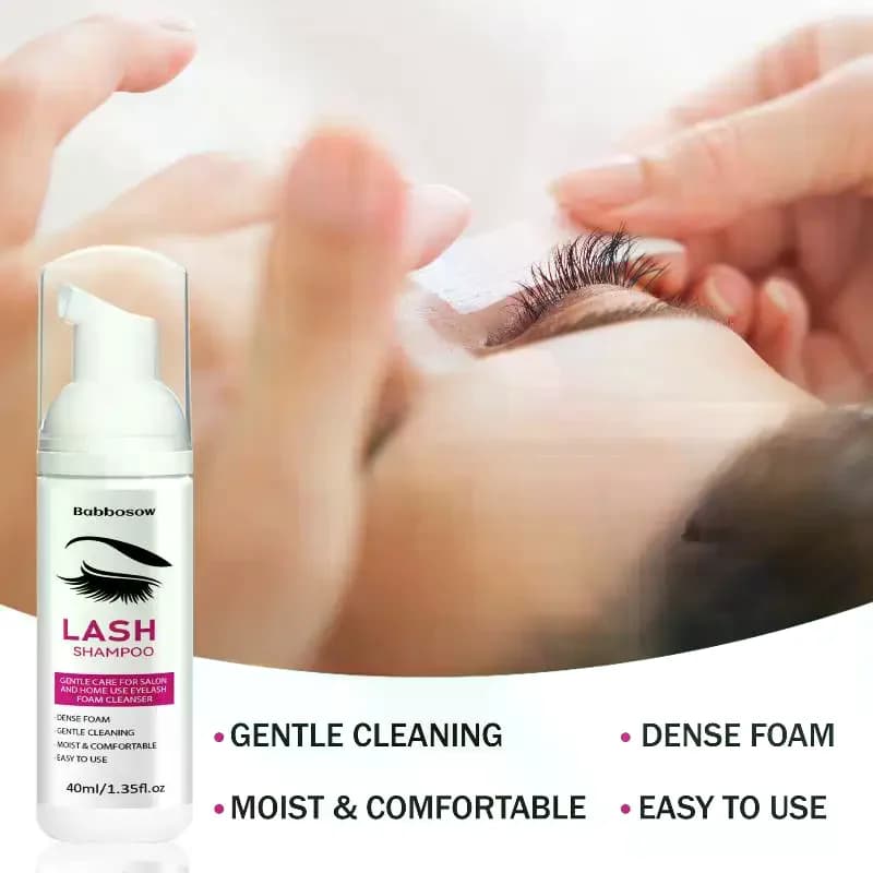 Shampoo in schiuma per extension ciglia da 40 ml con spazzola, detergente per la pulizia profonda delle palpebre, per strumenti per il trucco, rimozione mascara, colla, uso domestico e professionale.