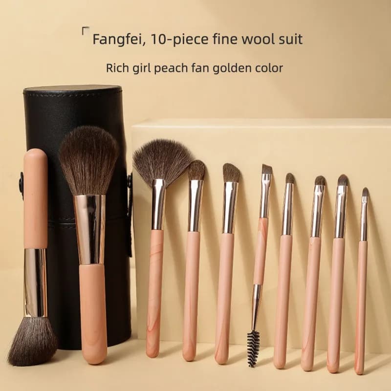 Set di mini pennelli per trucco portatile, 10 pennelli per ombretti in peli di animali, pennelli per fard, set di pennelli per trucco Cangzhou