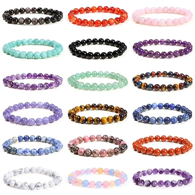 Bracelet with natural stone beads JD, amethyst, tiger eye, quartz crystal, agate, gem beads, woman and man bracelets, healing Reiki jewelry, gift