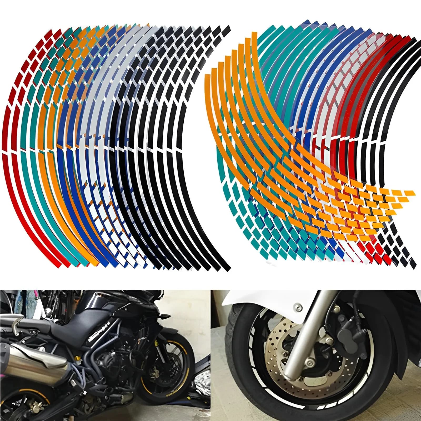 16 pezzi decalcomanie per pneumatici per auto moto strisce di rivestimento adesivo riflettente universale per ruota di bici nastro per cerchioni moto impermeabile 17 "18"