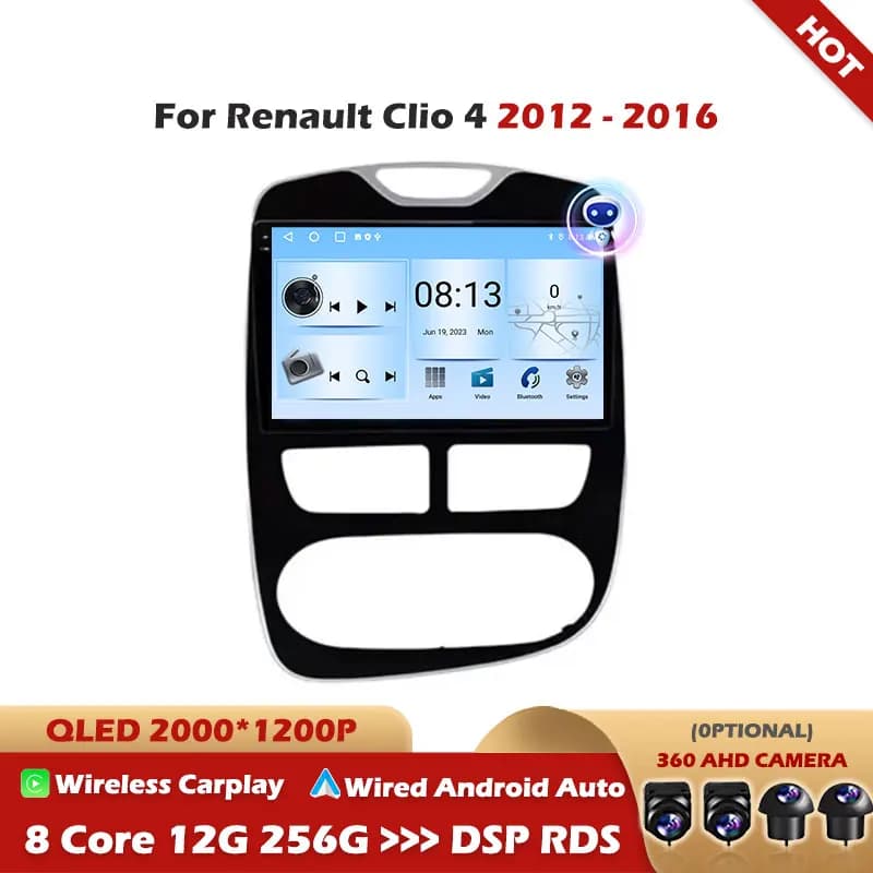 Per Renault Clio 4 2012 - 2016 10 ''Carplay Autoradio Lettore Video Multimediale Android Auto 4G WIFI Navigazione GPS DSP stereo BT