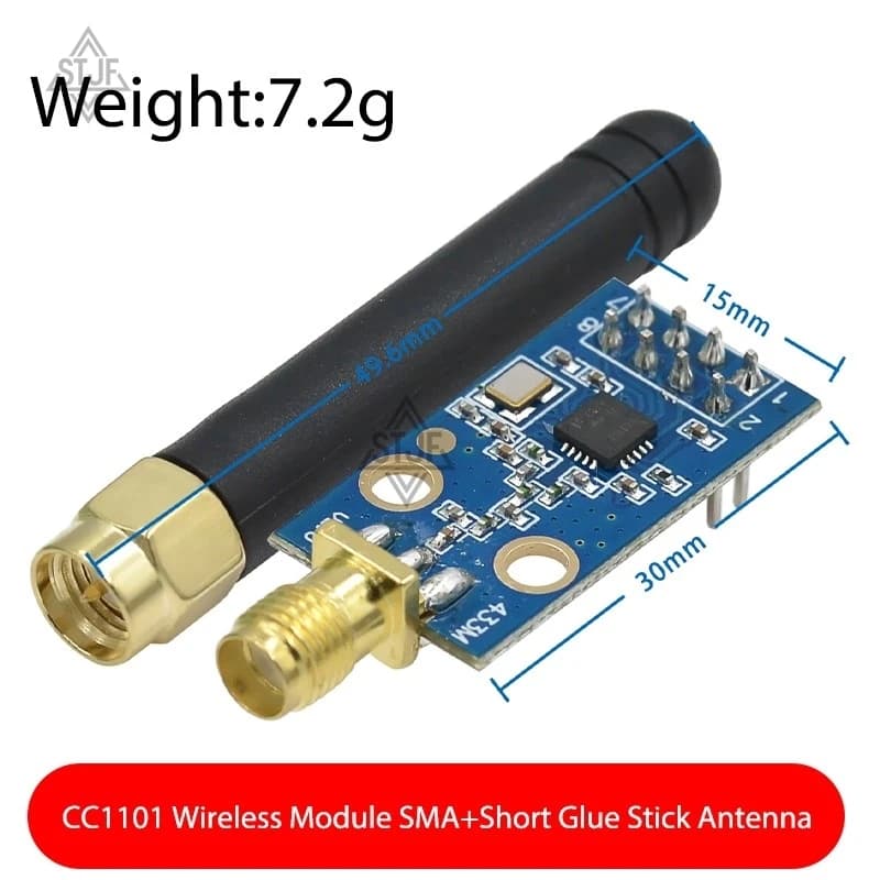 1PCS Modulo Wireless CC1101 con Antenna SMA, Modulo Ricetrasmettitore Wireless per Arduino 315/433/868/915MHZ