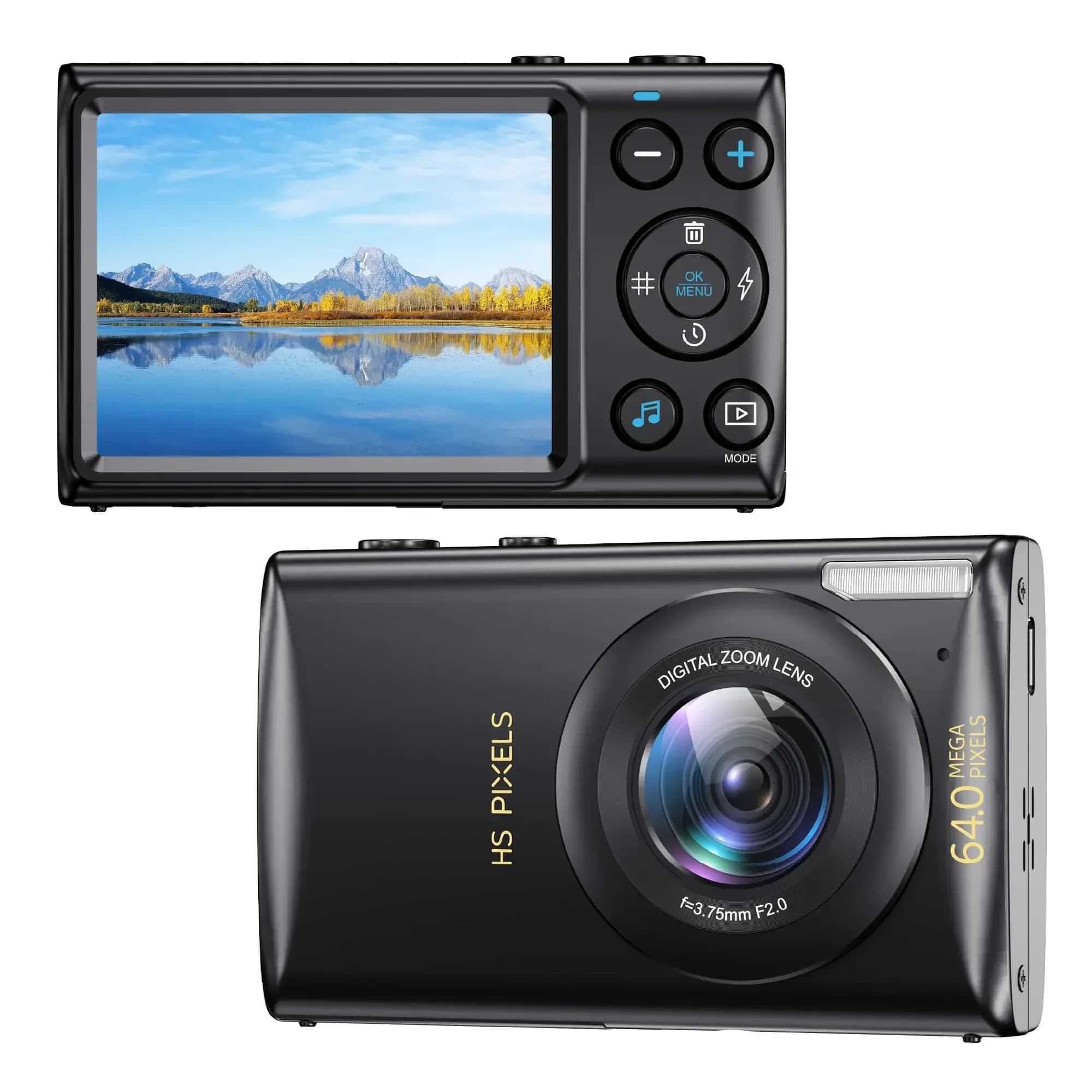 Fotocamere digitali 4K per fotografia Videocamera per bambini con messa a fuoco automatica da 64 MP Anti-shake Vlogging Fotocamere compatte con zoom digitale 18X