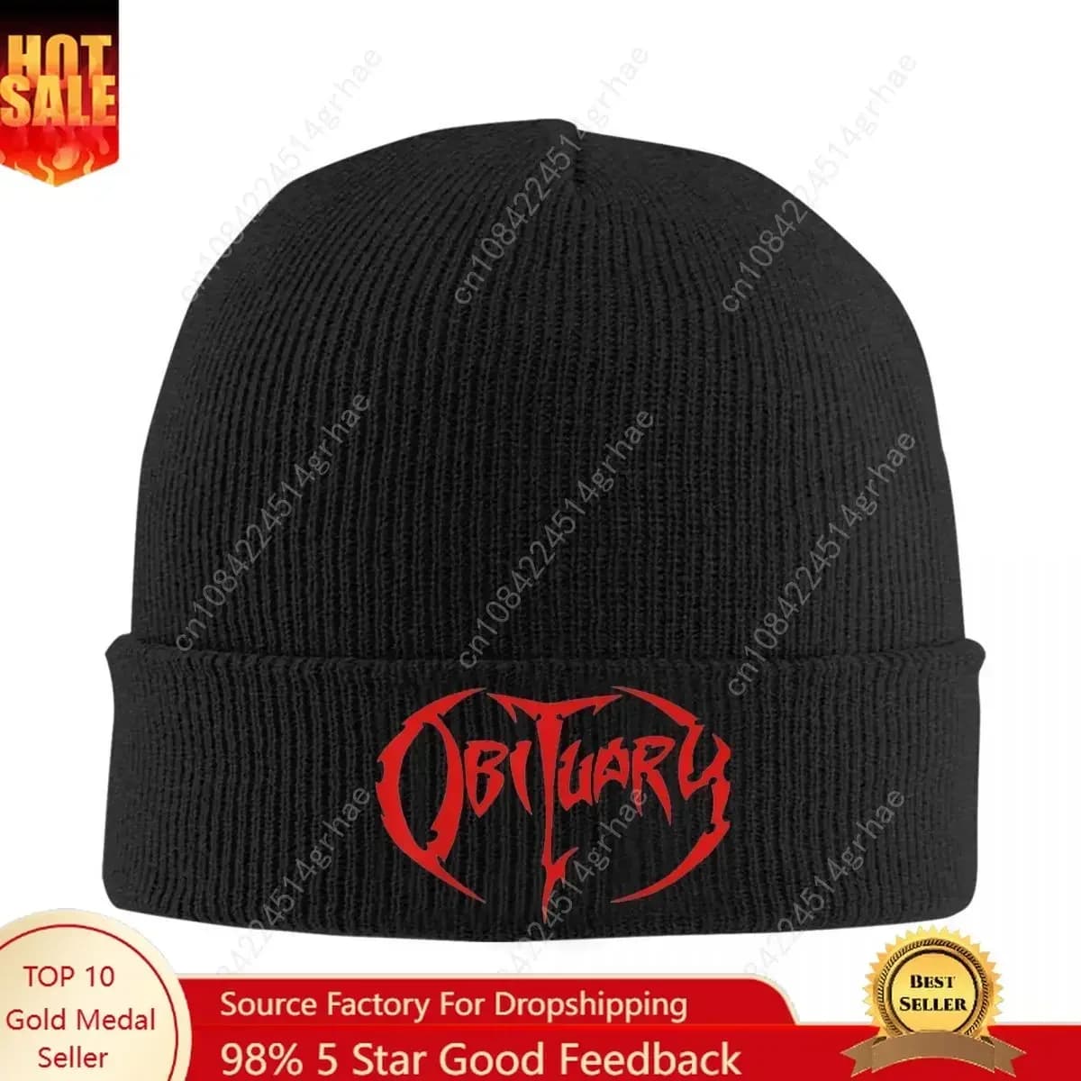 Cappello con logo della band Obituary, berretto in stile death metal, caldo per l'autunno e l'inverno, modello Bring the Noise, per uomo e donna, lavorato a maglia.