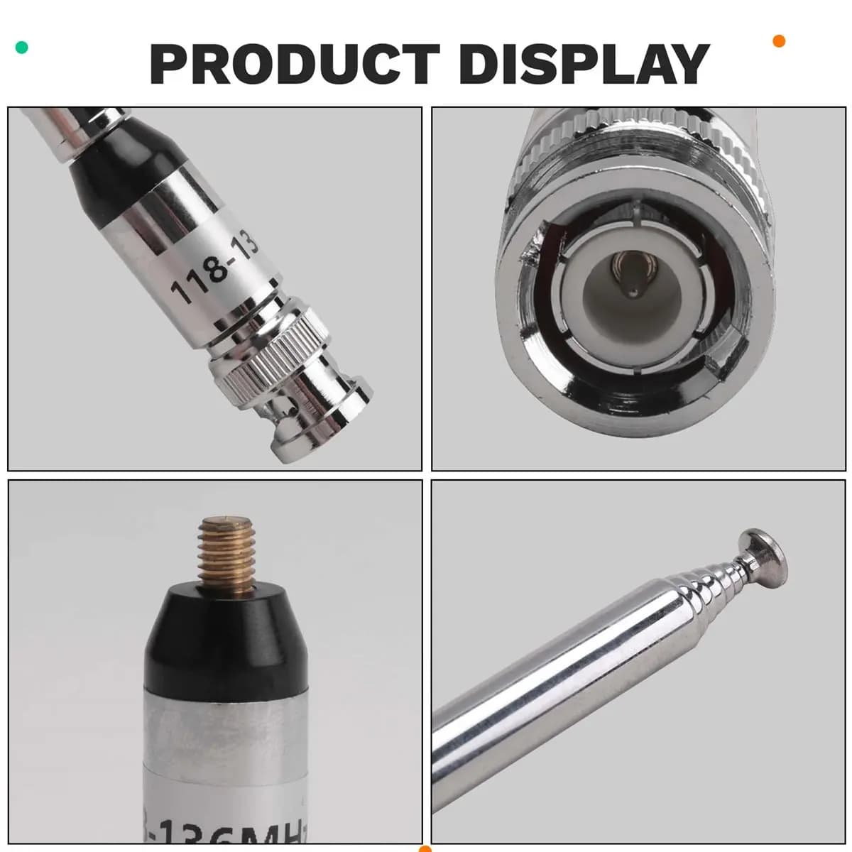 Active Phase 118-136MHZ BNC Telescopic Antenna High Gains Airband Antenna for TH-28A TH-48A TH-78A Aviation Frequency