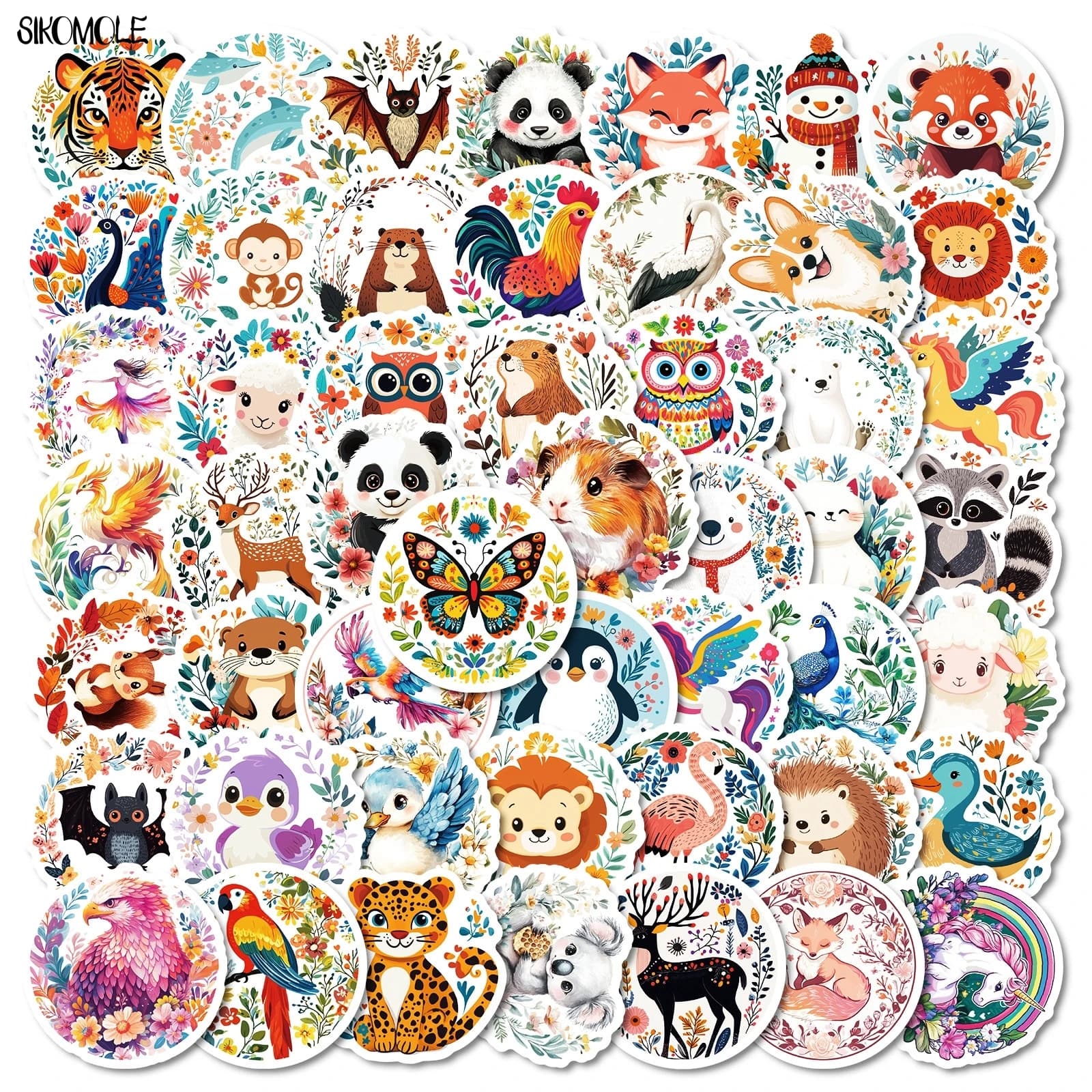 10/30/50pcs Cartoon Animali della Giungla Adesivi Fiore Kawaii FAI DA TE Telefono Laptop Chitarra Bagagli Da Viaggio Skateboard Giocattolo Graffiti adesivo