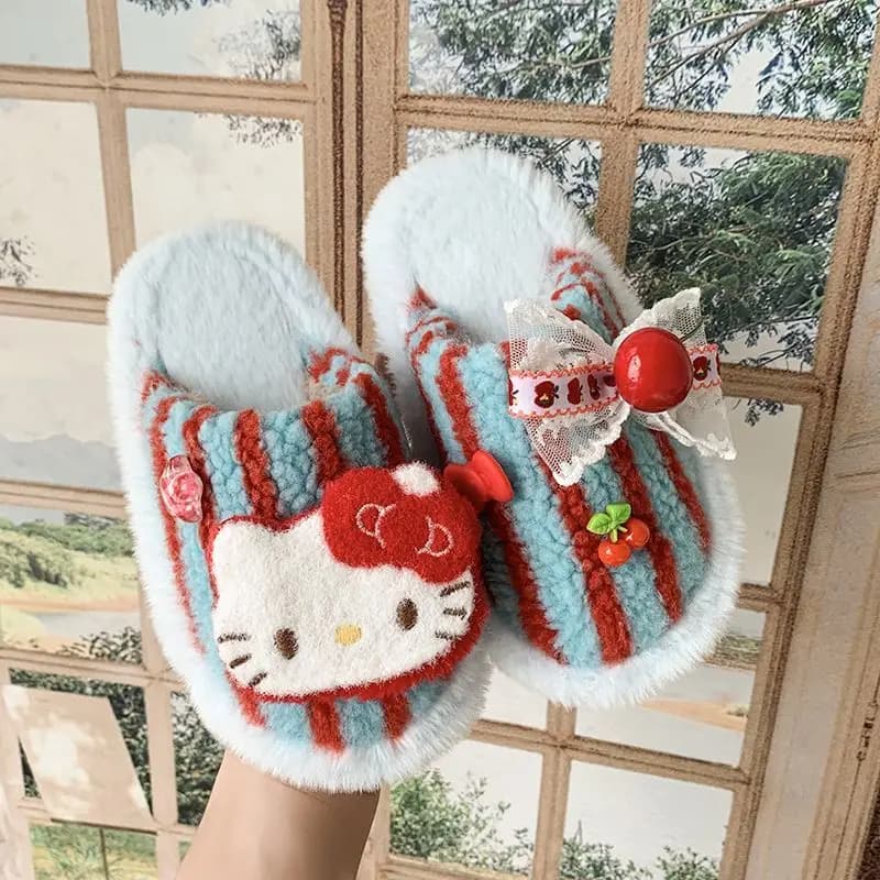 Pantofole invernali Sanrio Hello Kitty Y2K Kawaii Cartoon, pantofole da interno con suola spessa antiscivolo, scarpe da casa casual e calde, regalo pratico