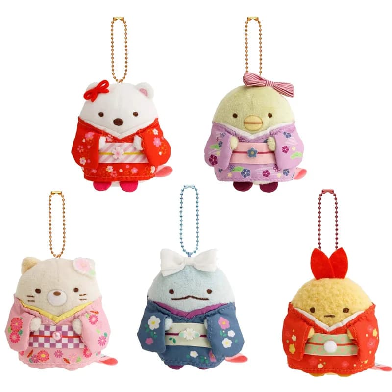 Simpatico cartone animato Kawaii Sumikkogurashi Ebifurai Nippon Kimono Serie Peluche Portachiavi Borsa Piccolo ciondolo Ornamenti Bambola Giocattolo Regalo