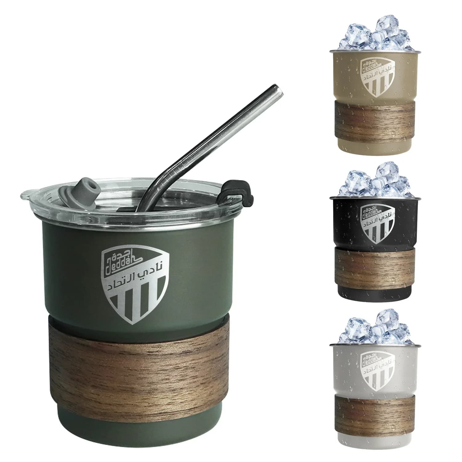 304 Stainless Steel Beer Mug Kingdom of Saudi Arabia Logo 300ml Coffee Mug with Cover Lid Straw For Outdoor Camping