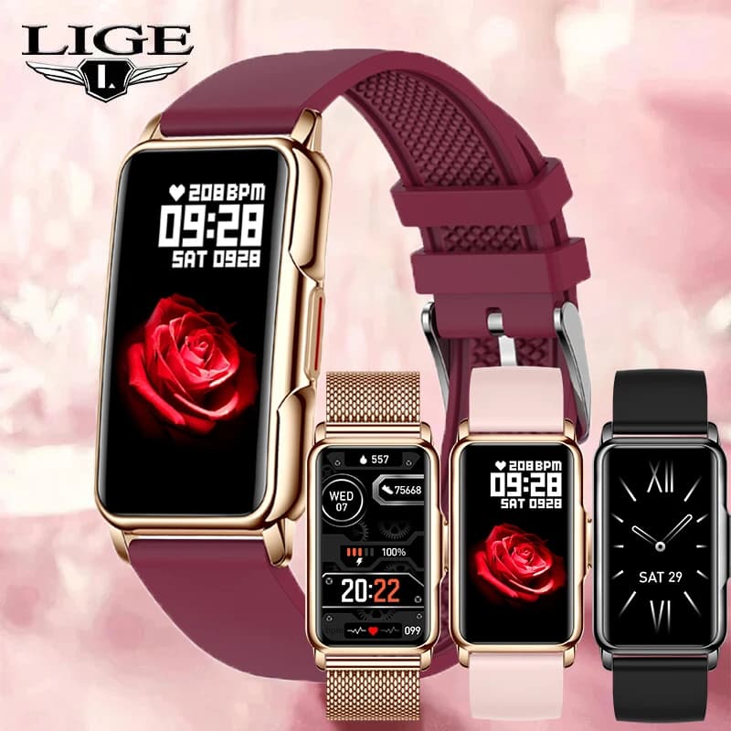 For Android IOS Smart Bracelet Women Smartwatch Man Heart Rate Oxygen Blood Watch Sports Smart Band Waterproof for Women + Gift