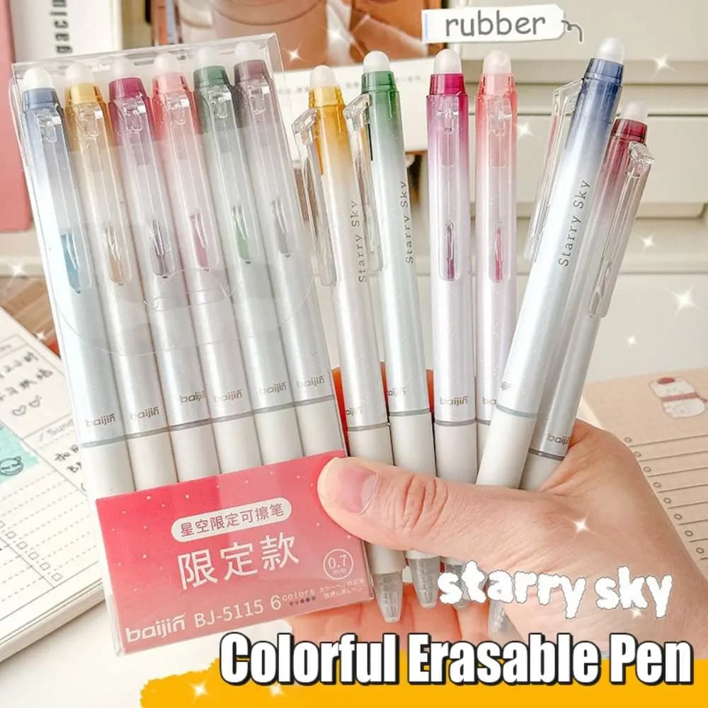 6 pezzi/scatola evidenziatore glitterato da 0,7 mm 6 colori cancelleria per scrittura penna lampeggiante colorata cancellabile ad asciugatura rapida