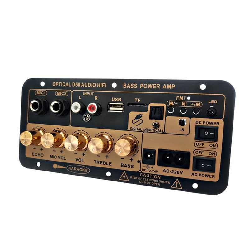 Scheda amplificatore audio Bluetooth Subwoofer digitale da 100 W Modulo AMP doppio microfono per altoparlante da 4-8 ohm per auto domestica 110 V/220 V