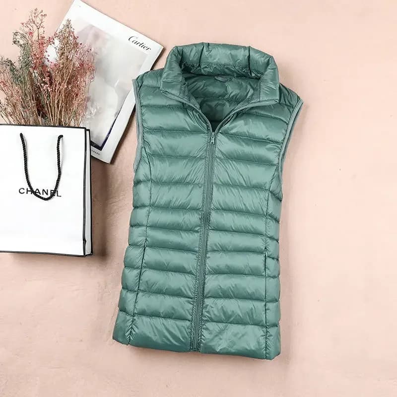 90% White Duck Dow Lightweight White Duck Down Vest Short Sleeveless Autumn/Winter Slim Fit Ultra Light Jacket Women Jacket