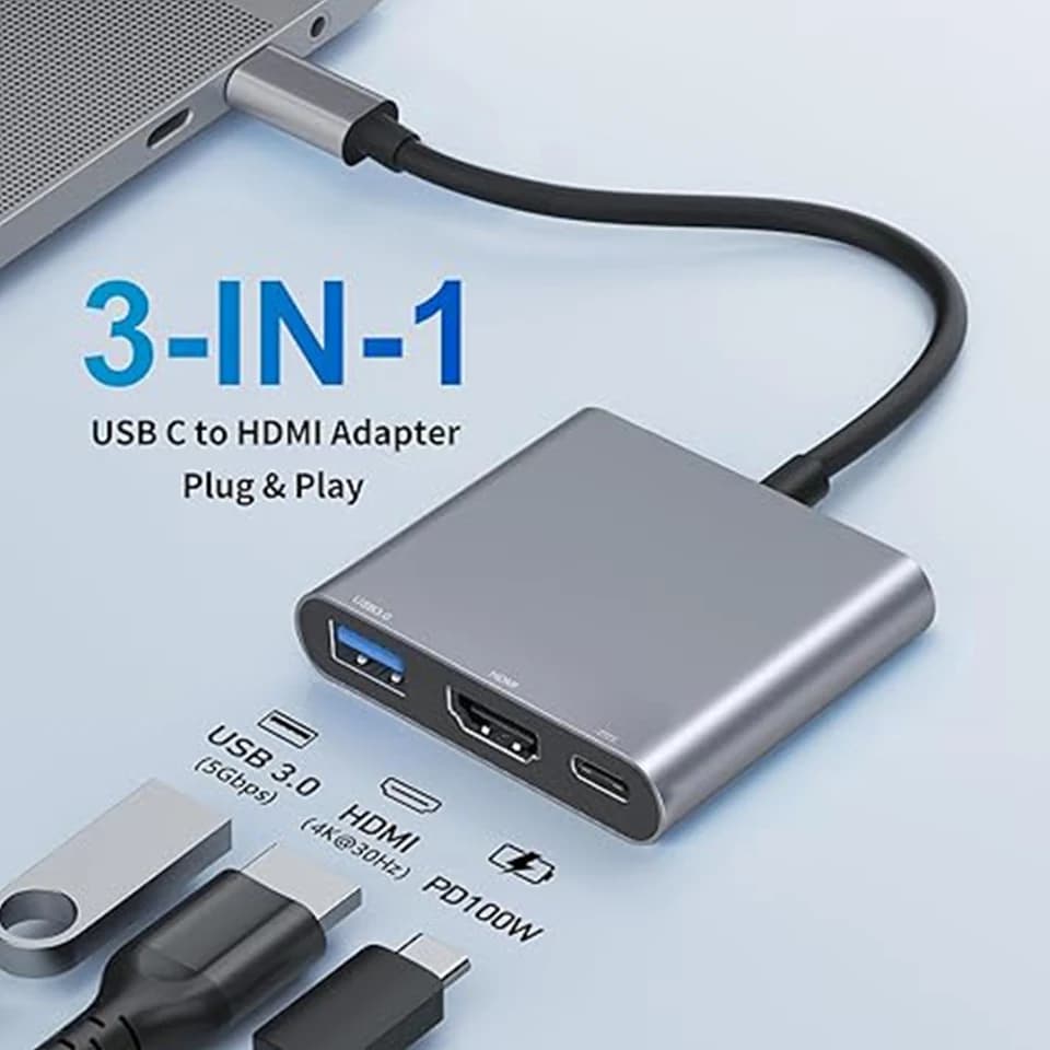 3-In-1 Type-C Usb Hub Male To Female Hdmi-Compatible 4k Usb 3.1 Type-C To Usb 3.0 Charging Adapter For Macbook Air 12 Converter