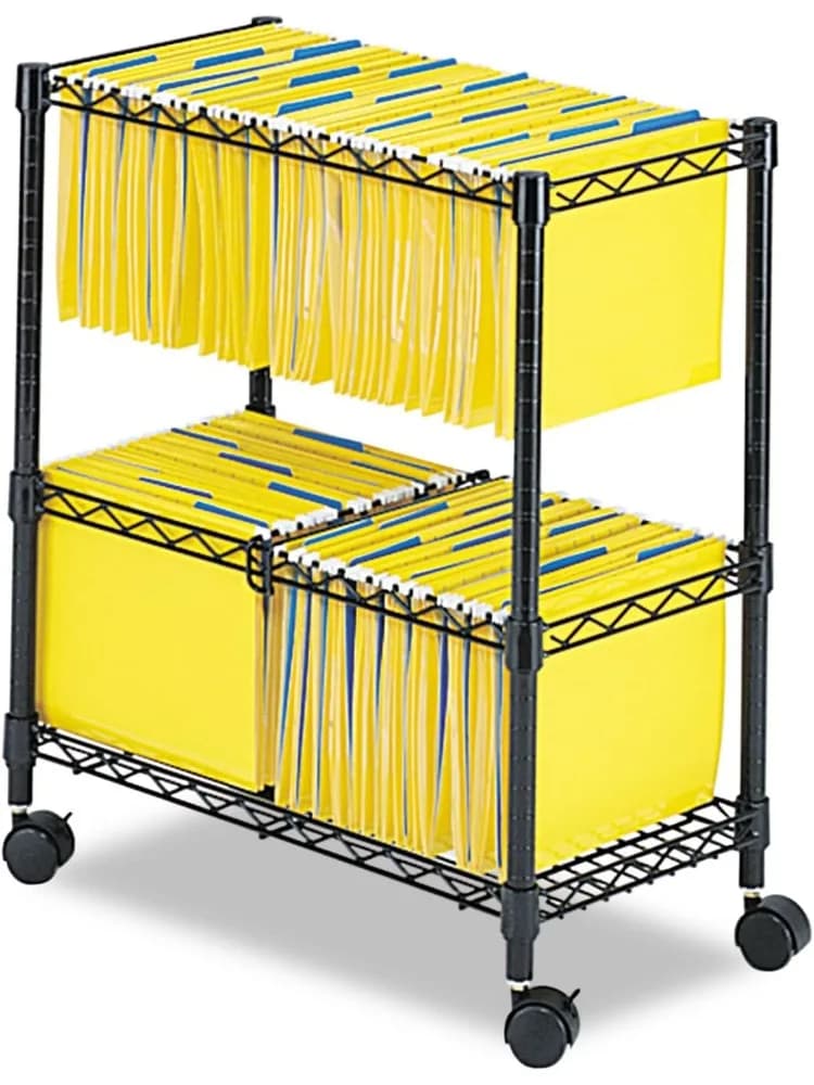 Carrello portadocumenti a 2 livelli, adatto alle cartelle sospese per lettere e dimensioni legali, carrello portadocumenti/cartelle in acciaio