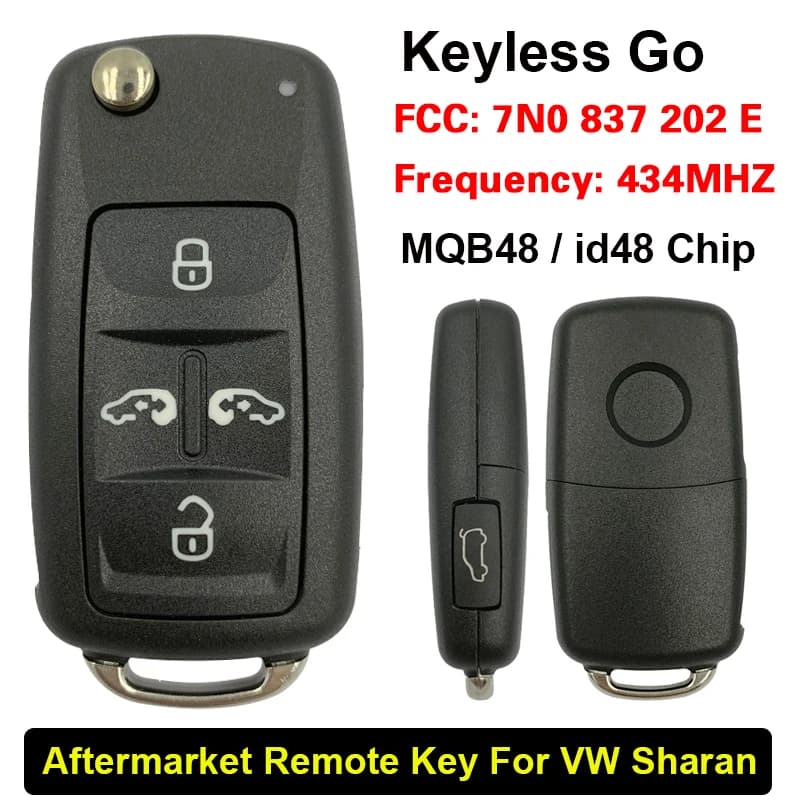 CN001146 Remote aftermarket key for VW Volkswagen Sharan MQB48 Transporter ID48 Chip 434Mhz Keyless GO