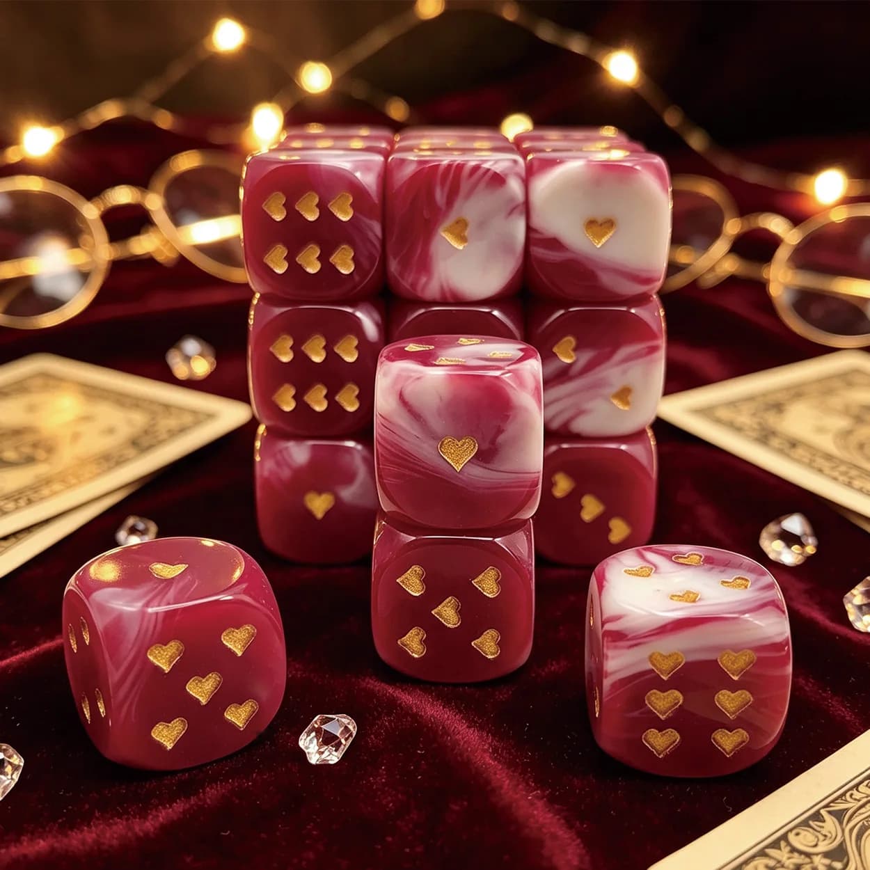 6pcs Love D6 Dice Set, Suitable for Various Tabletop Games, Party Games, Mahjong Dice