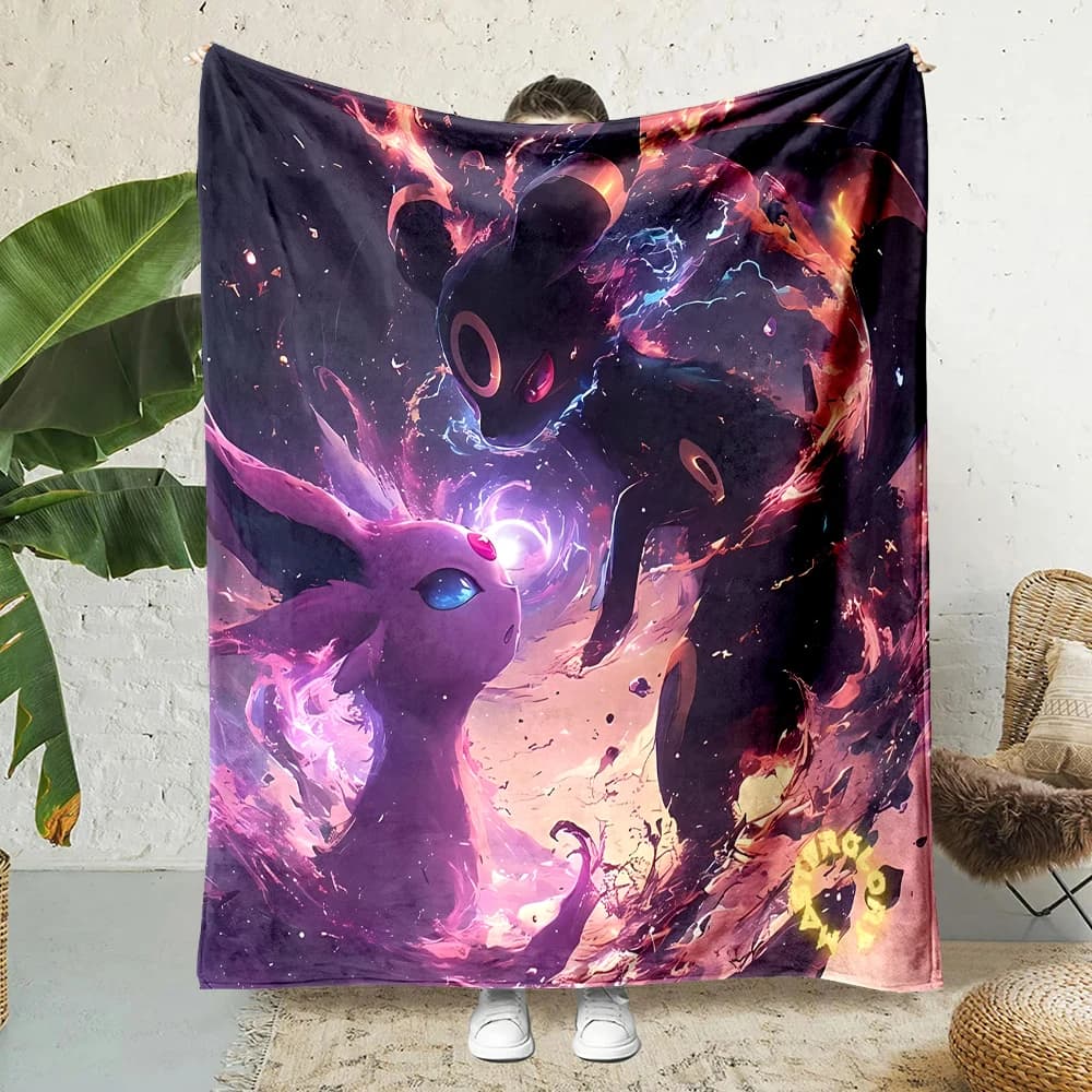 Coperta con Stampa Eevee e Umbreon dei Giochi Giapponesi in 6 Misure, Regalo per Figlio, Ragazzo, Marito, Morbida Coperta Familiare per Camera da Letto e Divano