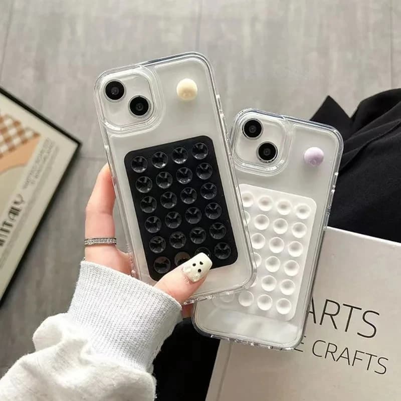 Supporto per telefono in silicone con ventosa, multifunzionale, da parete, quadrato, antiscivolo, con adesivo posteriore singolo lato