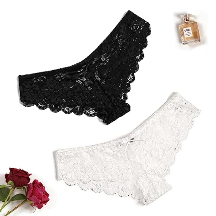 Avidlove Women Floral Lace Panties Sexy Hipster Underwear Cheeky Bikini Panties V-Shape Waistband Tangas