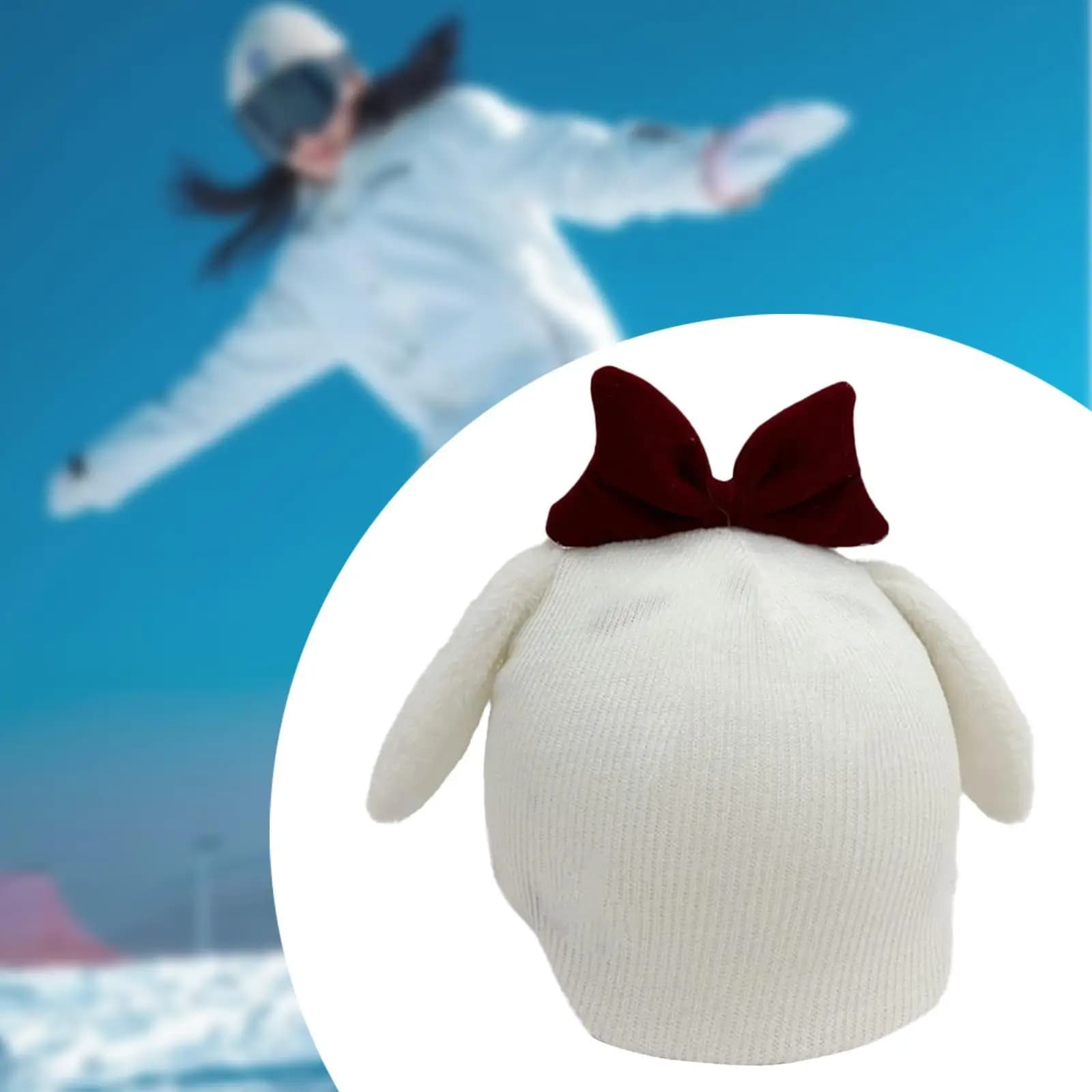 Snow helmet covers accessories with bow White ears ski helmet covers for double table gifts