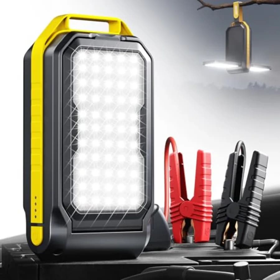 Avviatore di emergenza: scatola di ponticello per batteria portatile per auto da 6000 A con luce da campeggio esterna a LED da 4000 LM e funzione Power Bank fino a