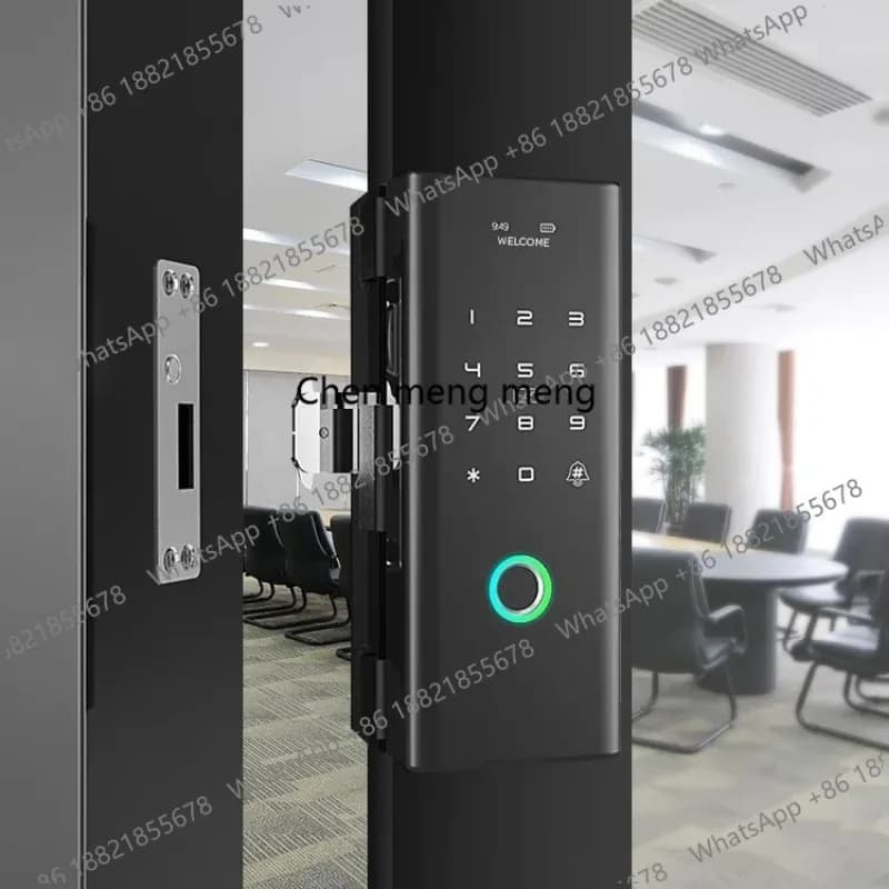 Serratura Intelligente per Porta in Vetro con Impronta Digitale e Password, Sistema di Controllo Accessi con App Tuya per Casa e Ufficio