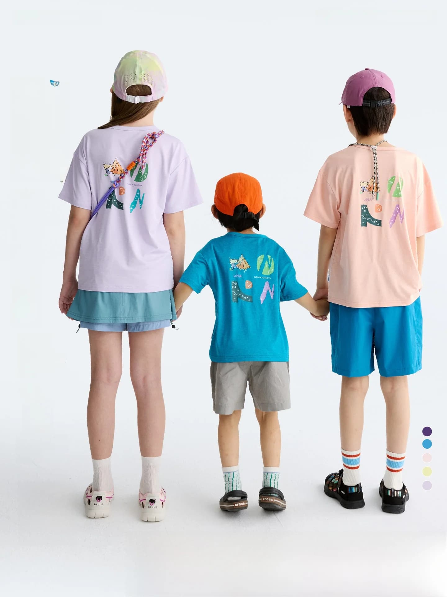 Purrfect Diary Children's Casual Printed T-Shirt Short Sleeve Breathable Versatile Kids' Top Polyester Spandex Blend Quick Dry