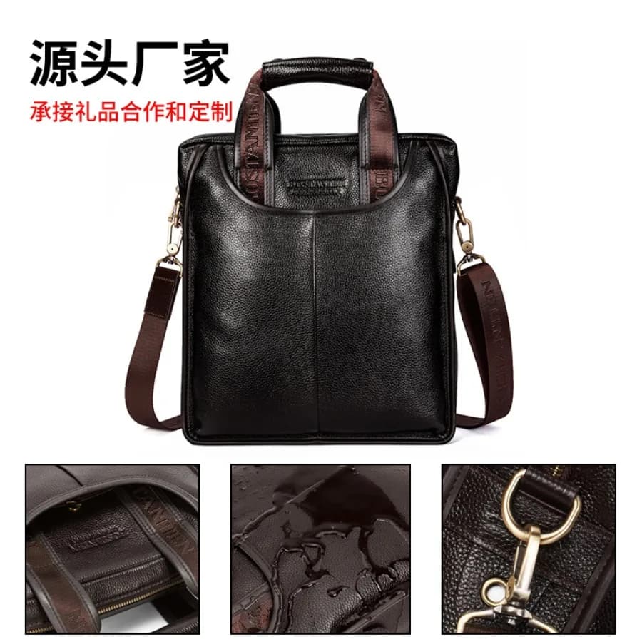 【Nuovo arrivo】Borsetta verticale in pelle da uomo, borsa tote testurizzata con manico superiore e tracolla rimovibile, adatta per laptop da 13 pollici, marrone