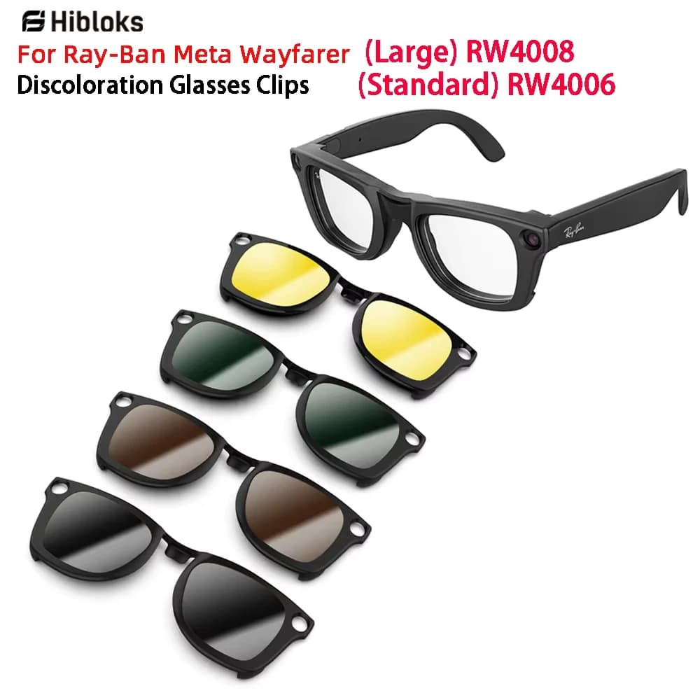 Clip Hibloks per occhiali Ray-Ban Meta Wayfarer RW4008/RW4006 e RW4012 (GEN2) Lenti per occhiali da sole polarizzate antiriflesso