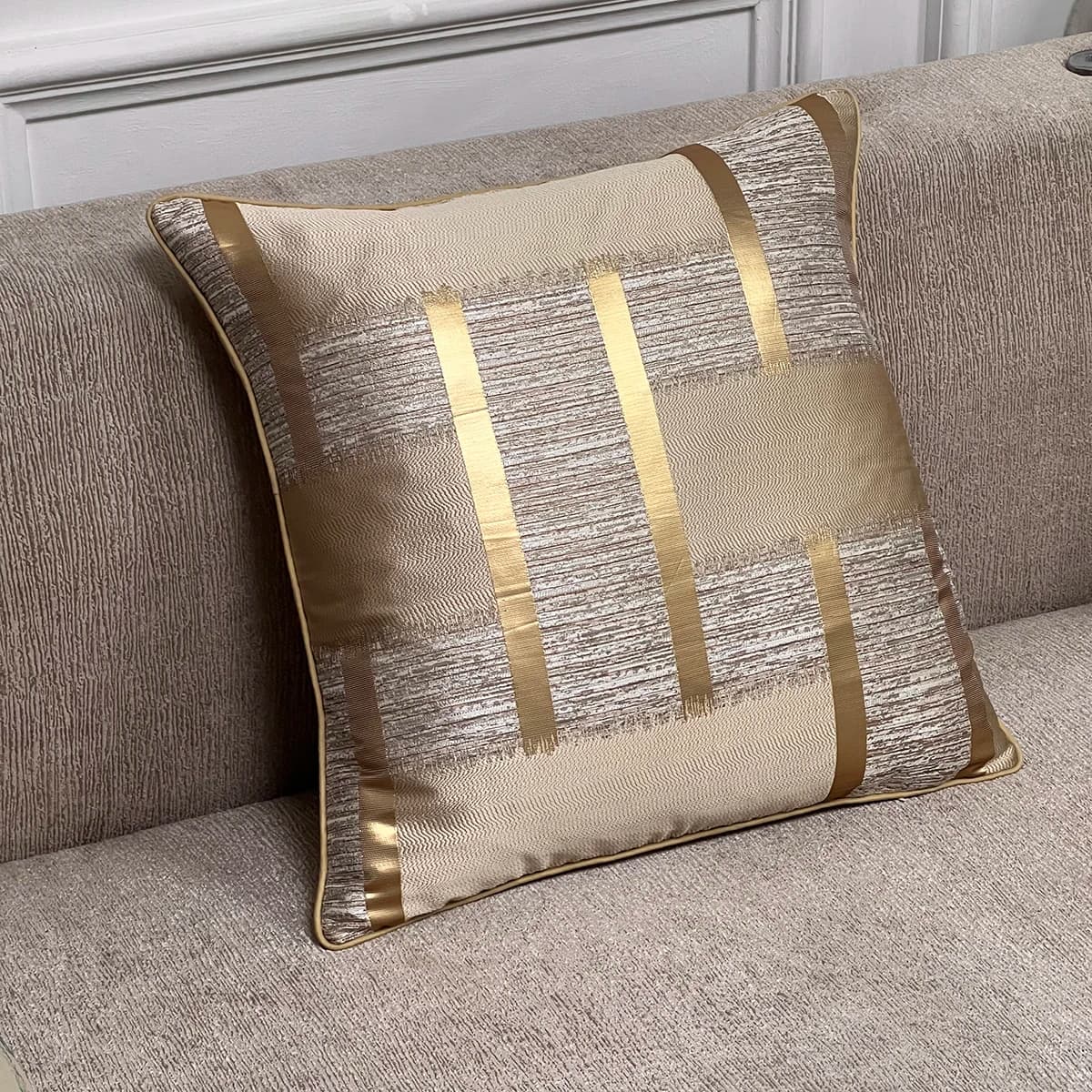 Christmas accessories glossy with gold striped decoration, pillow and pillow cover without soul for pillow