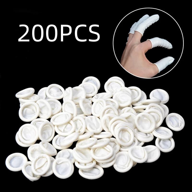200 Pezzi Copridita Monouso in Gomma Naturale, Guanti in Lattice Antiscivolo, Protezioni per le Dita, Strumento per Unghie Non Tossico