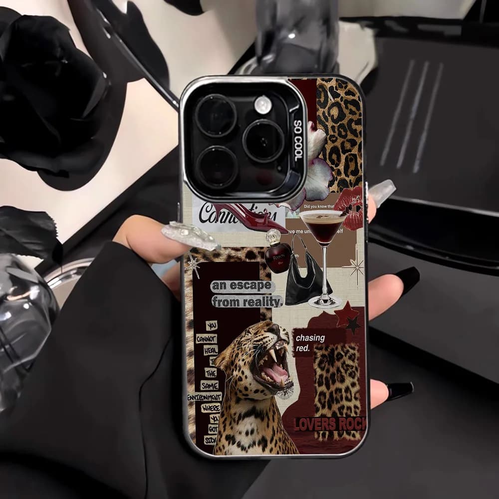 Luxury Leopard Phone Case For iPhone 17 Pro Max 16 13 15 14 11 12 Air 16promax 15promax 17promax Hard Matte IMD Funda Cover Capa