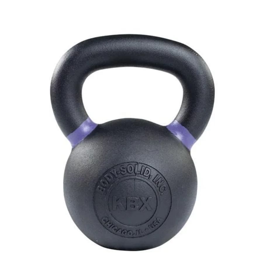 Premium Training Kettlebell for fitness studios and home gyms, cast iron with light purple enamel coating, ergonomic handle and