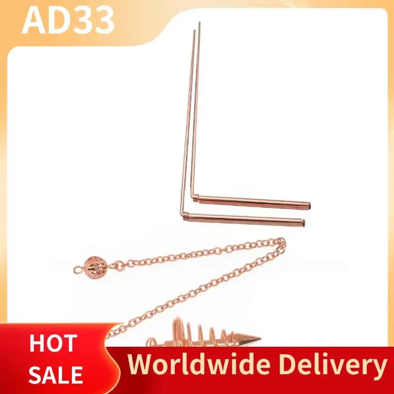 【A28I Kit aste da rabdomanzia in rame 3 pezzi/set Aste da rabdomante per metal detector + Pendolo per rabdomante dell'acqua Strega Guarigione energetica