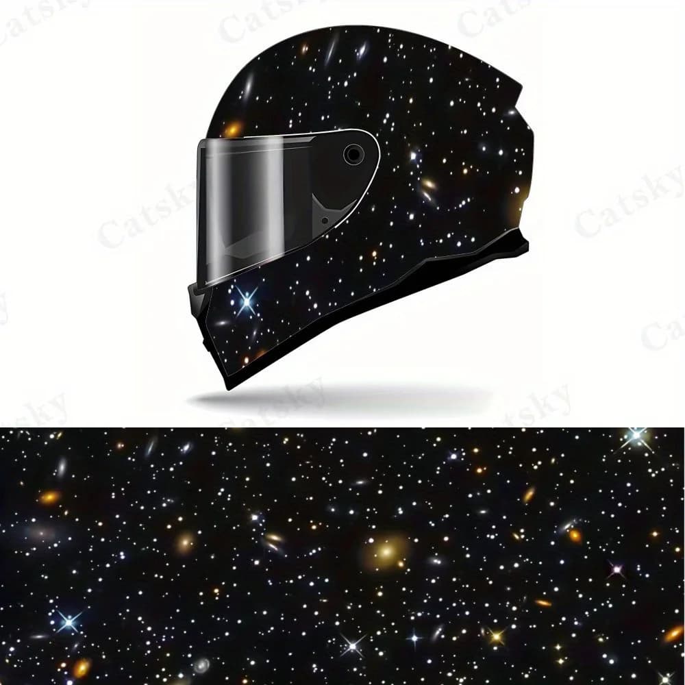 Adesivo per casco Galaxy luminoso a pieno facciale - Produzione in PVC impermeabile, adesivo fresco per casco da corsa motociclistico, attrezzatura da guida alla moda
