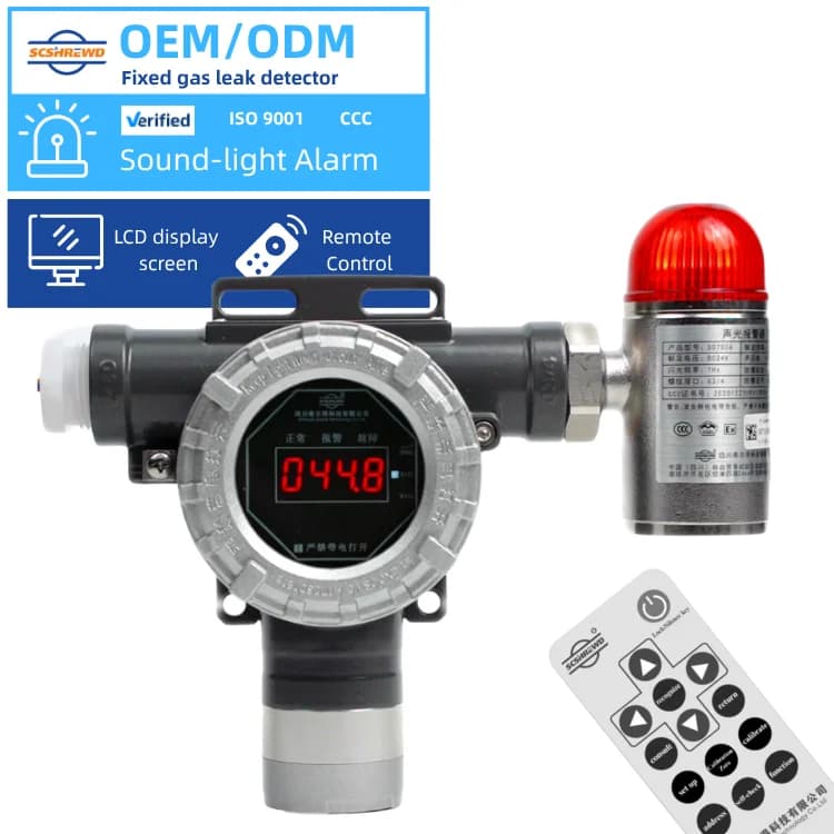 Rilevatore di gas fisso Sistema di sicurezza Monossido di carbonio Ammoniaca Ossigeno Idrogeno Solforato Gas liquefatto OEM ODM Analizzatore di gas fisso