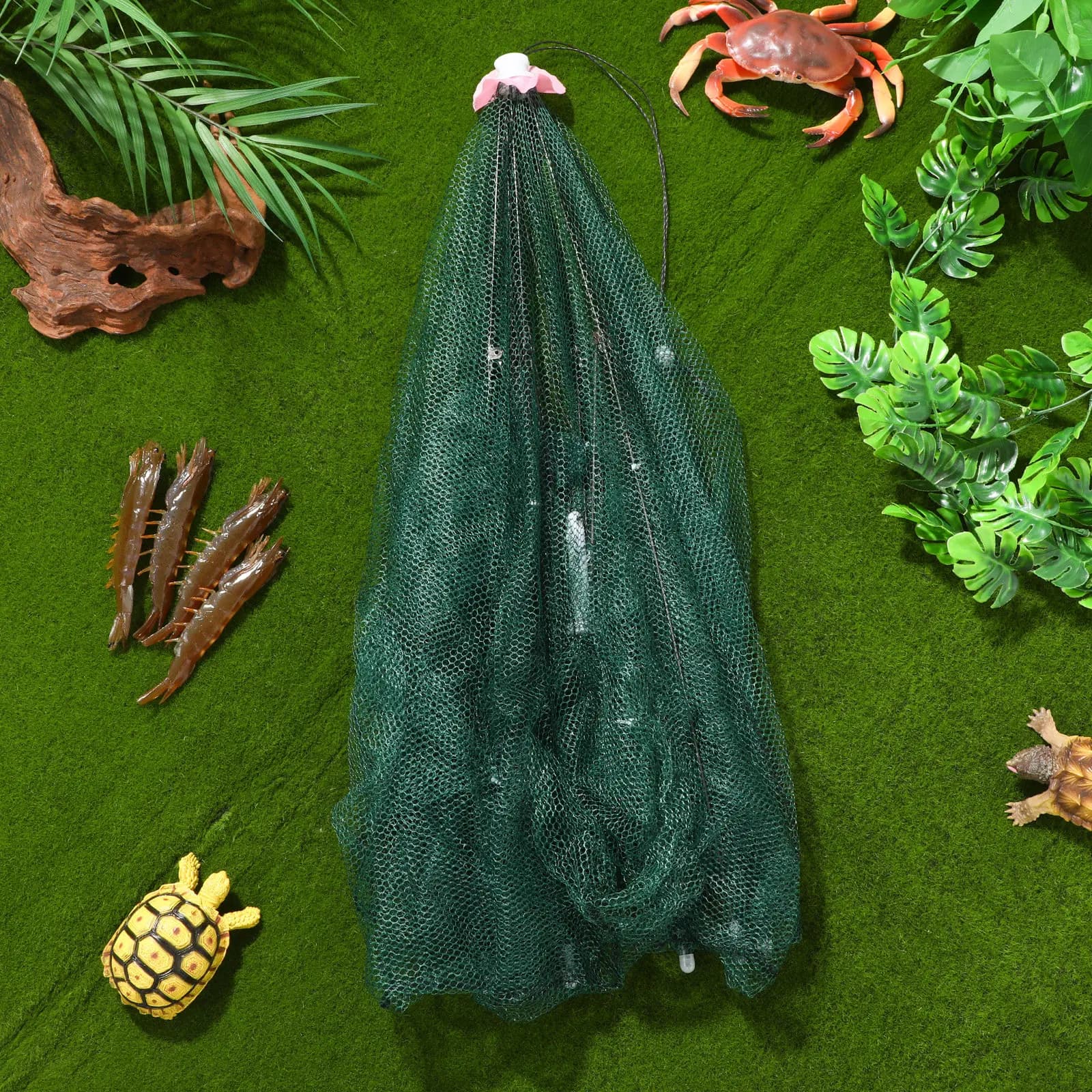 Foldable Fishing Net Umbrella Design Six Entrance Zipper Crab Trap Cast Dip Cage for Fish Minnow Crawfish Shrimp Telescoping