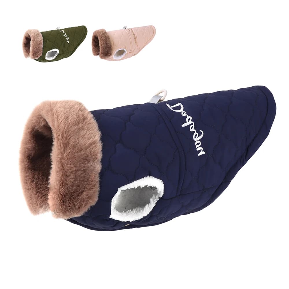 Giacca invernale impermeabile per animali domestici vestiti Super caldi per cani di piccola taglia con colletto in pelliccia abiti per animali domestici in cotone gilet cappotto Bulldog francese
