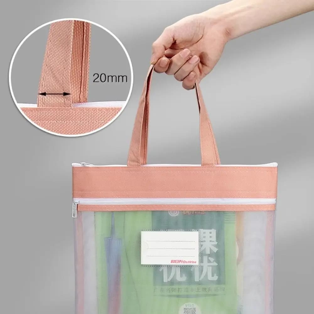 Borse portaoggetti durevoli per la scuola Cancelleria per studenti Cartella di carta per test di libri di testo Borsa per documenti Borsa portaoggetti con cerniera Cartelle di file in rete A4