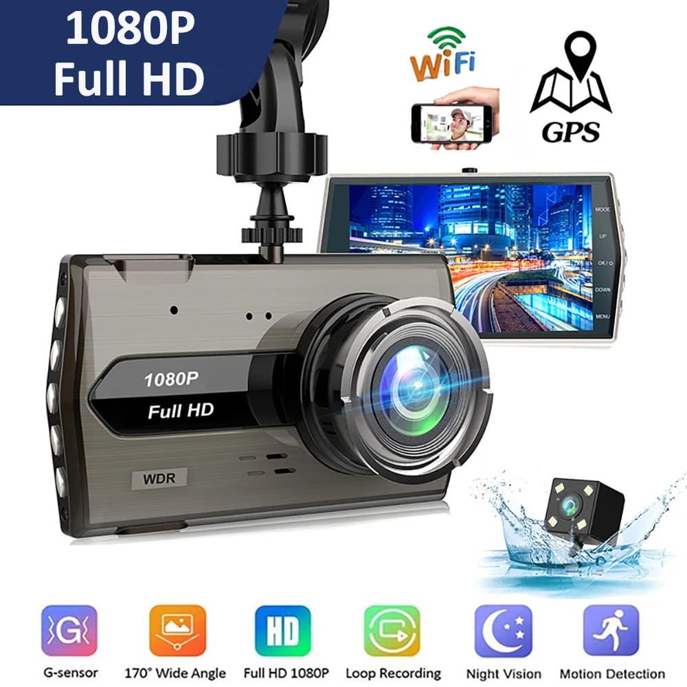 Dash Cam WiFi GPS per auto DVR HD 1080P Drive Videoregistratore Scatola nera Dashcam Visione notturna Telecamera per veicoli Accessori per auto Registrar