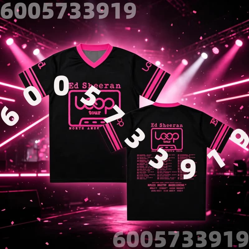 Loop Tour North America 2026 Jersey Ed Sheeran Singer Design 3D Print T-shirt V-neck Tees Summer Unisex Tops Family Kids Tees