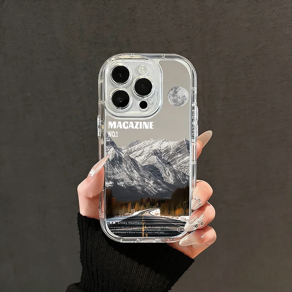 Cover antiurto Snow Mountain Highway Glacier Mirror per iPhone 17 15 14 16 Pro Max 13 12 11 Pro XR XS 8 Plus 17Air