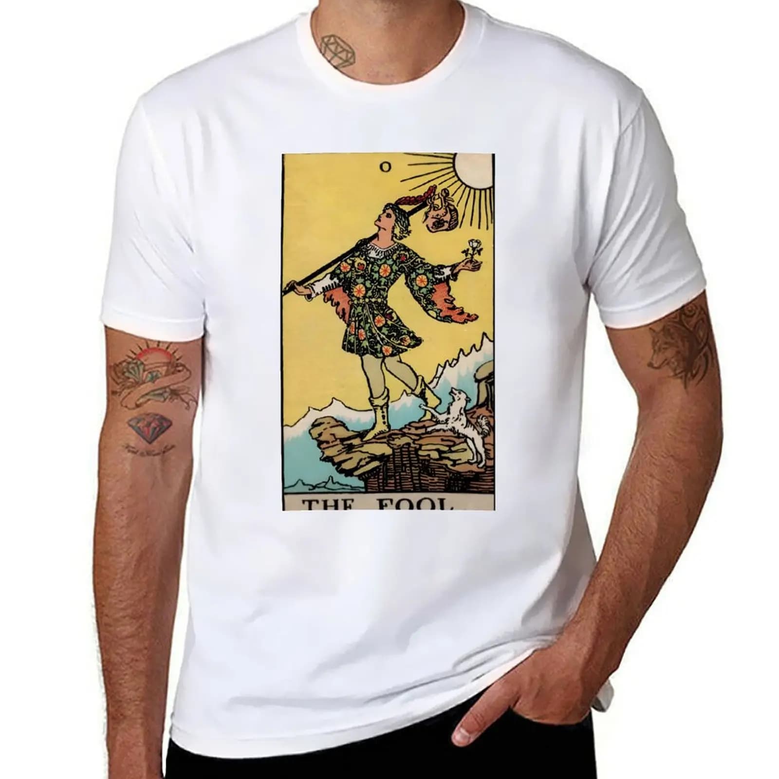 T-shirt con stampa del motivo di moda The Fool Rider Tarot Card