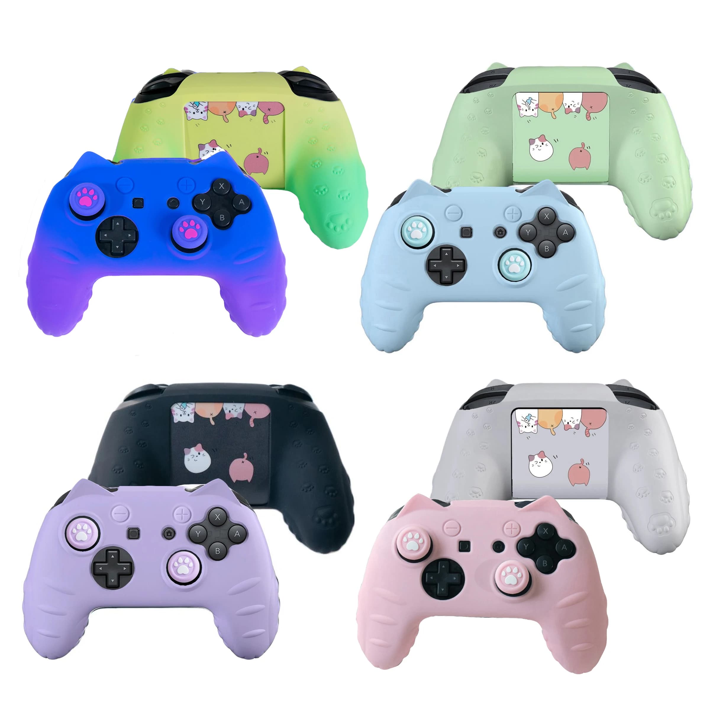 Simpatica zampa di gatto in silicone Soft Shell Gamepad adesivo pelle per Nintendo Switch Pro NS custodia per controller di gioco Thumb Stick Grip Cap Cover