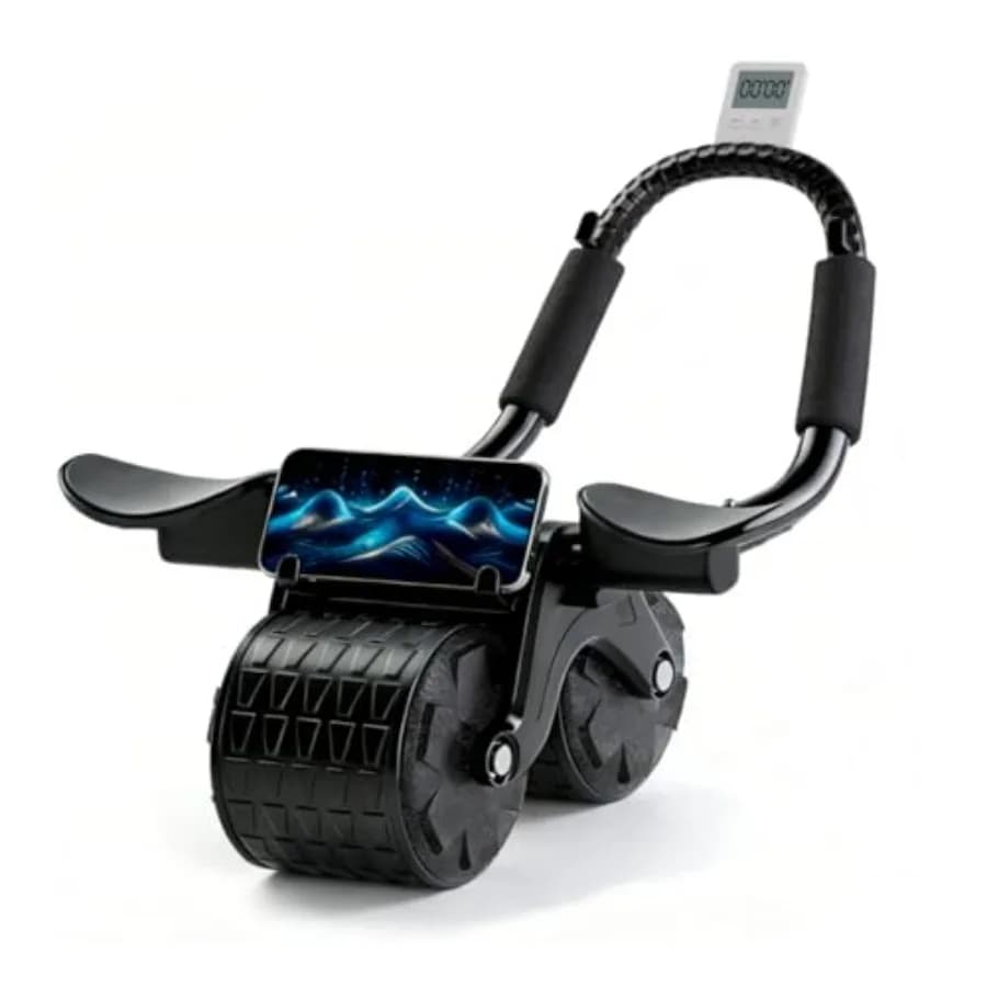 New 2026 Abdominal Wheel with Timer, Knee Mat, Automatic Rebound and Elbow Support - Abdominal Training Tool