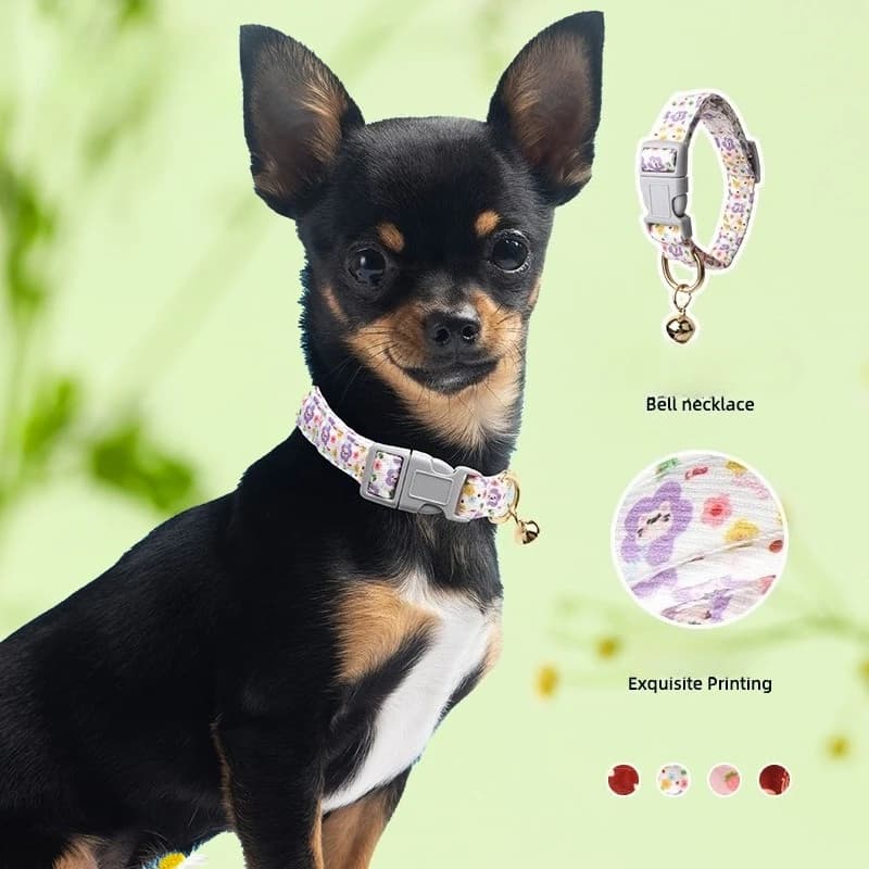 Nuovi collari per animali domestici con campanelle piccole Collari per cani stampati Collari anti-smarrimento per cuccioli Pettorine all'ingrosso per cani e gatti